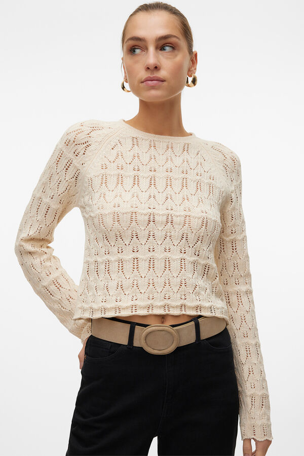 Vero Moda Camiseta de punto calado manga larga Cinzento