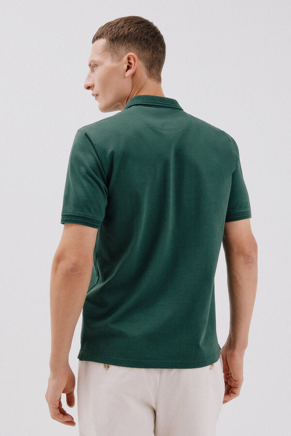 Cortefiel structured polo shirt neck Green
