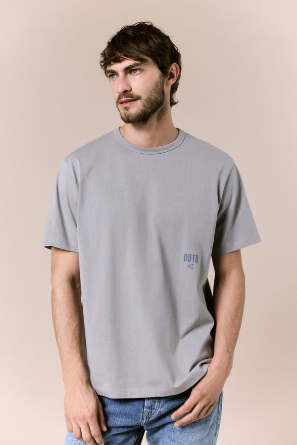 OOTO T-shirt lavada com logo Cinzento