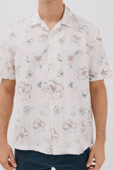Cortefiel Printed short-sleeved shirt Ivory