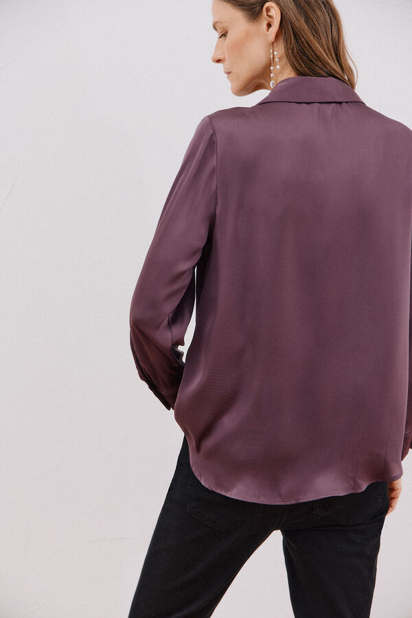 Cortefiel Satin-finish shirt Purple