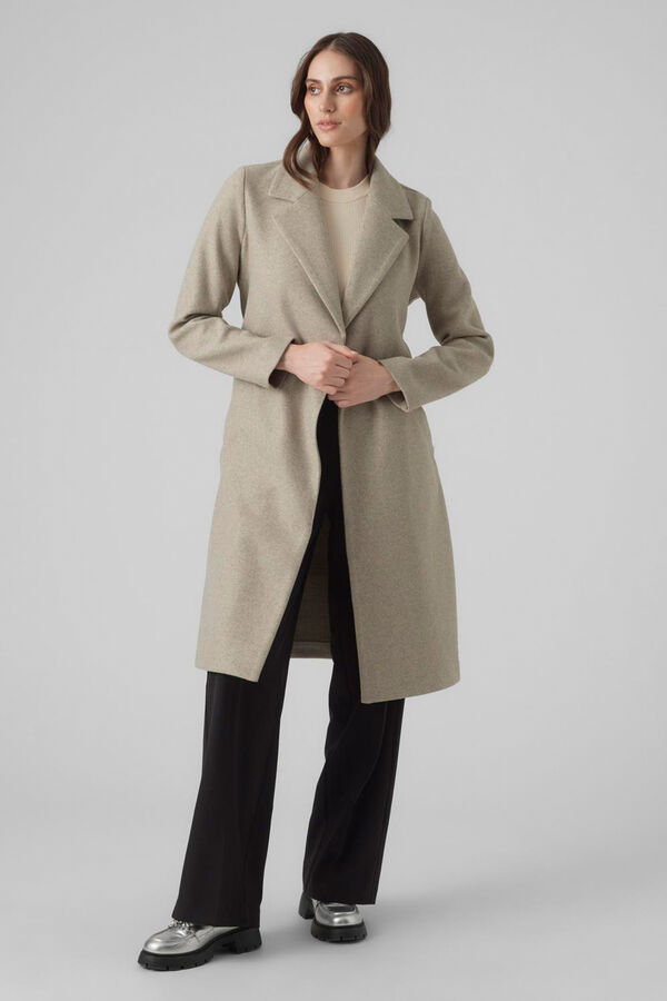 Cortefiel Women's midi cloth coat Nude