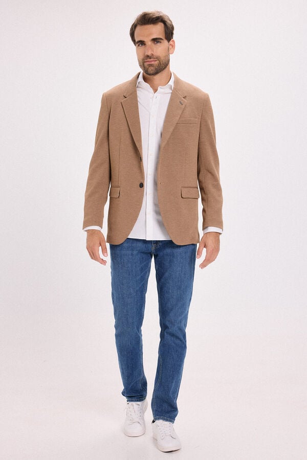 Jack & Jones Blazer de malha slim fit Castanho