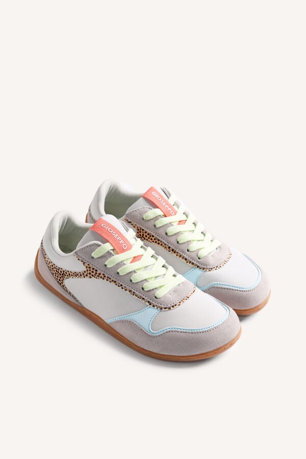 Gioseppo Chinelos de quarto em pele com estampado animal Cinzento