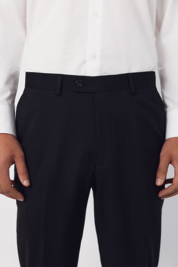 Cortefiel Black structured trousers Serie XXI Black