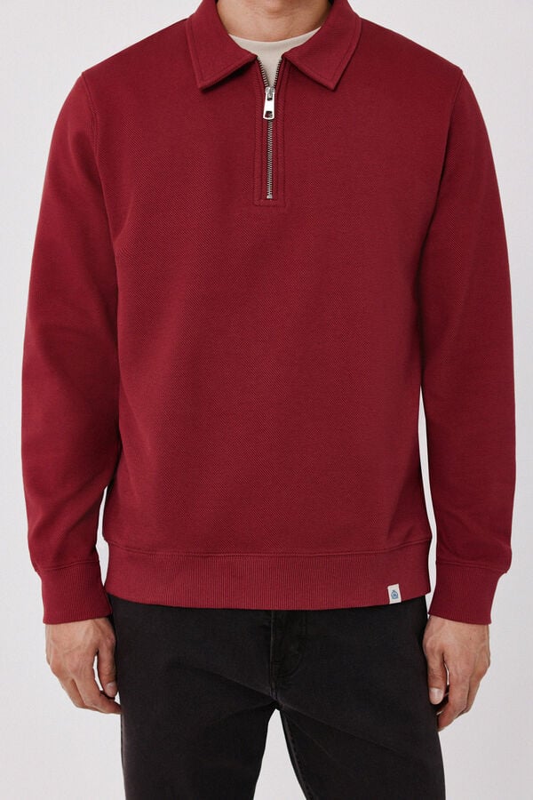 Cortefiel Zip neck sweatshirt Maroon