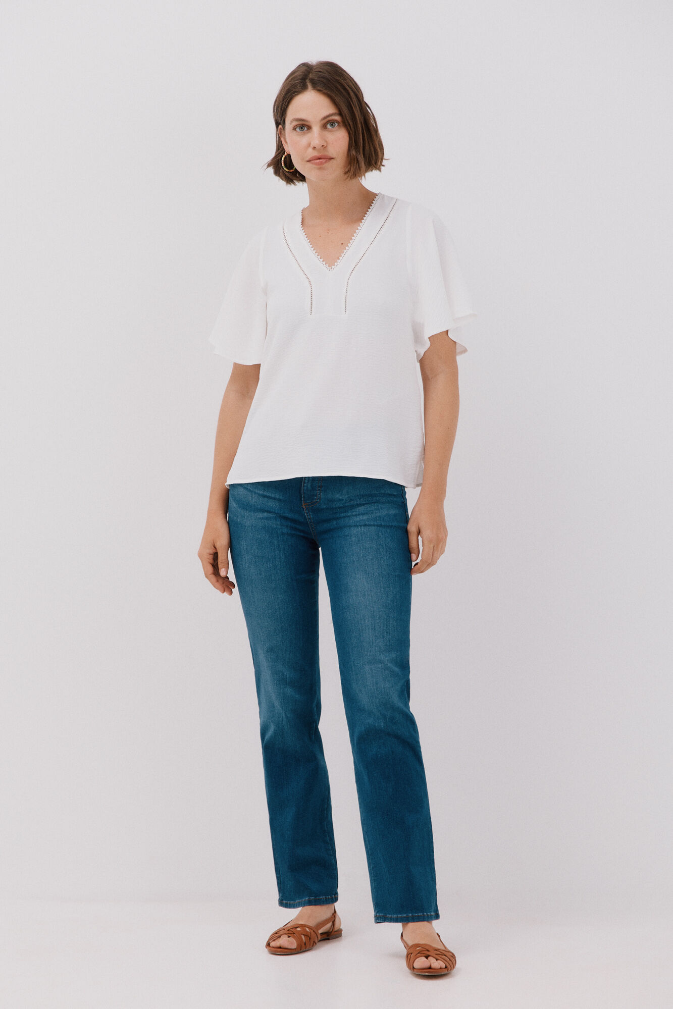 Cortefiel lace blouse with ruffles