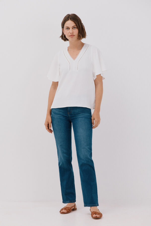 Cortefiel lace blouse with ruffles White