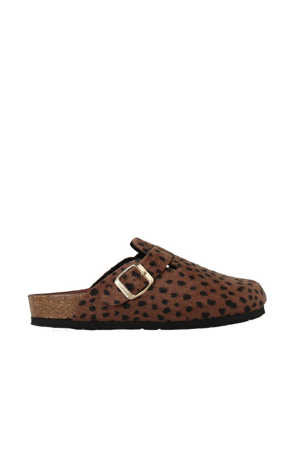Genuins Tamanco estampado cheetah Castanho