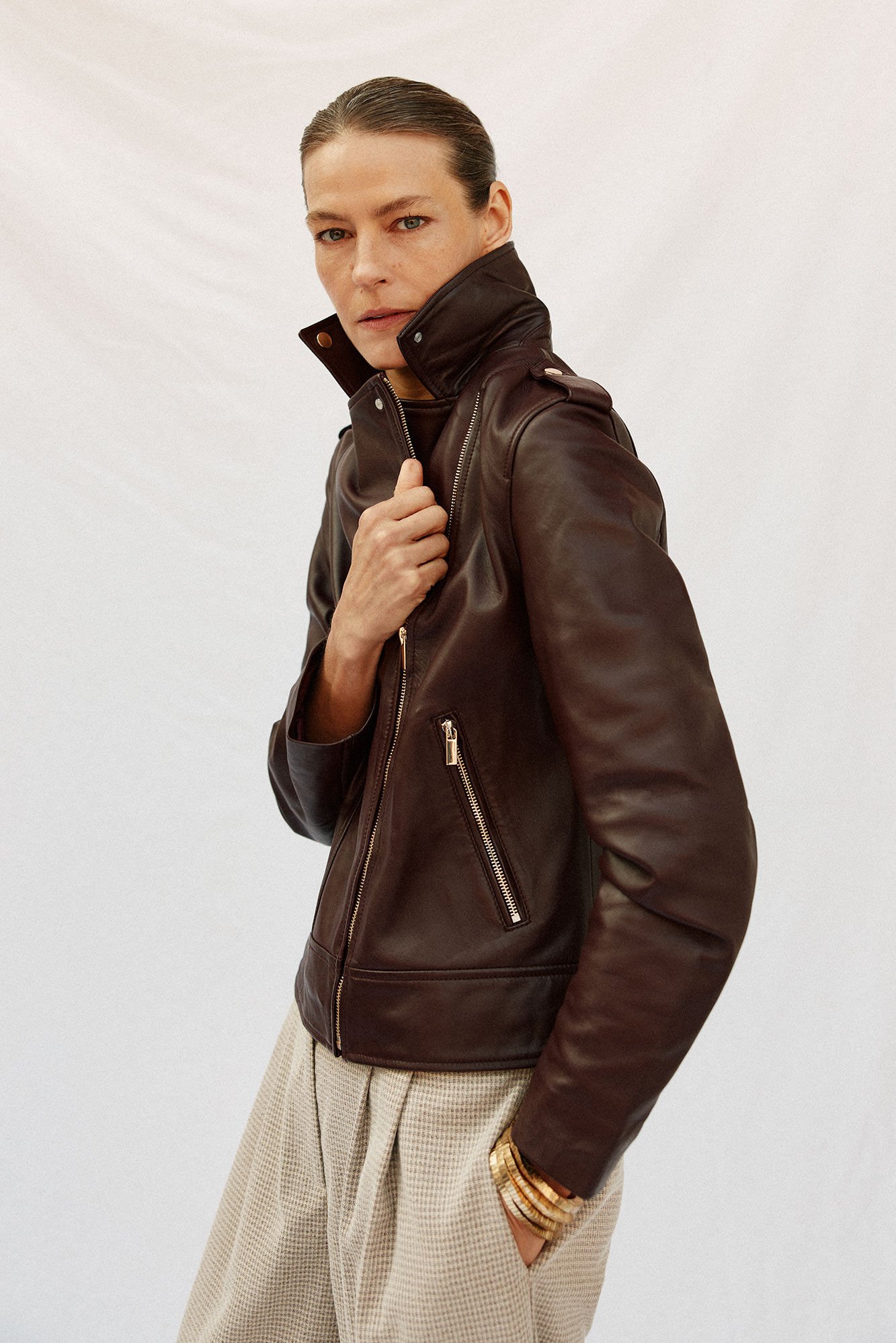 Cortefiel zip fastening leather jacket