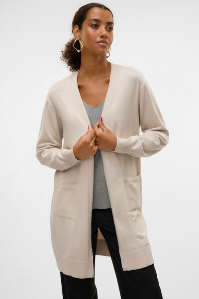 Cortefiel Cardigan midi aberto Cinzento