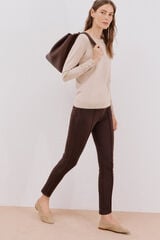 Cortefiel Women's jersey-knit leggings Dark brown
