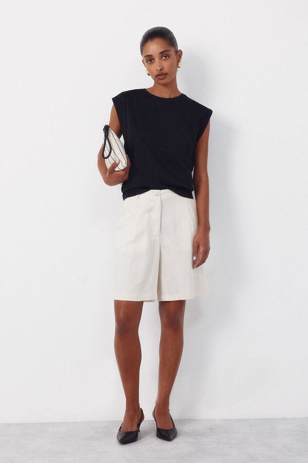 Cortefiel T-shirt with lace trim at the armhole Black