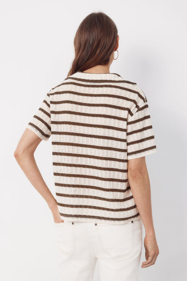 Cortefiel Polo shirt with striped structure Kaki