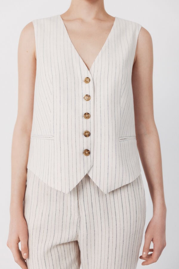Cortefiel Tailored waistcoat Printed white