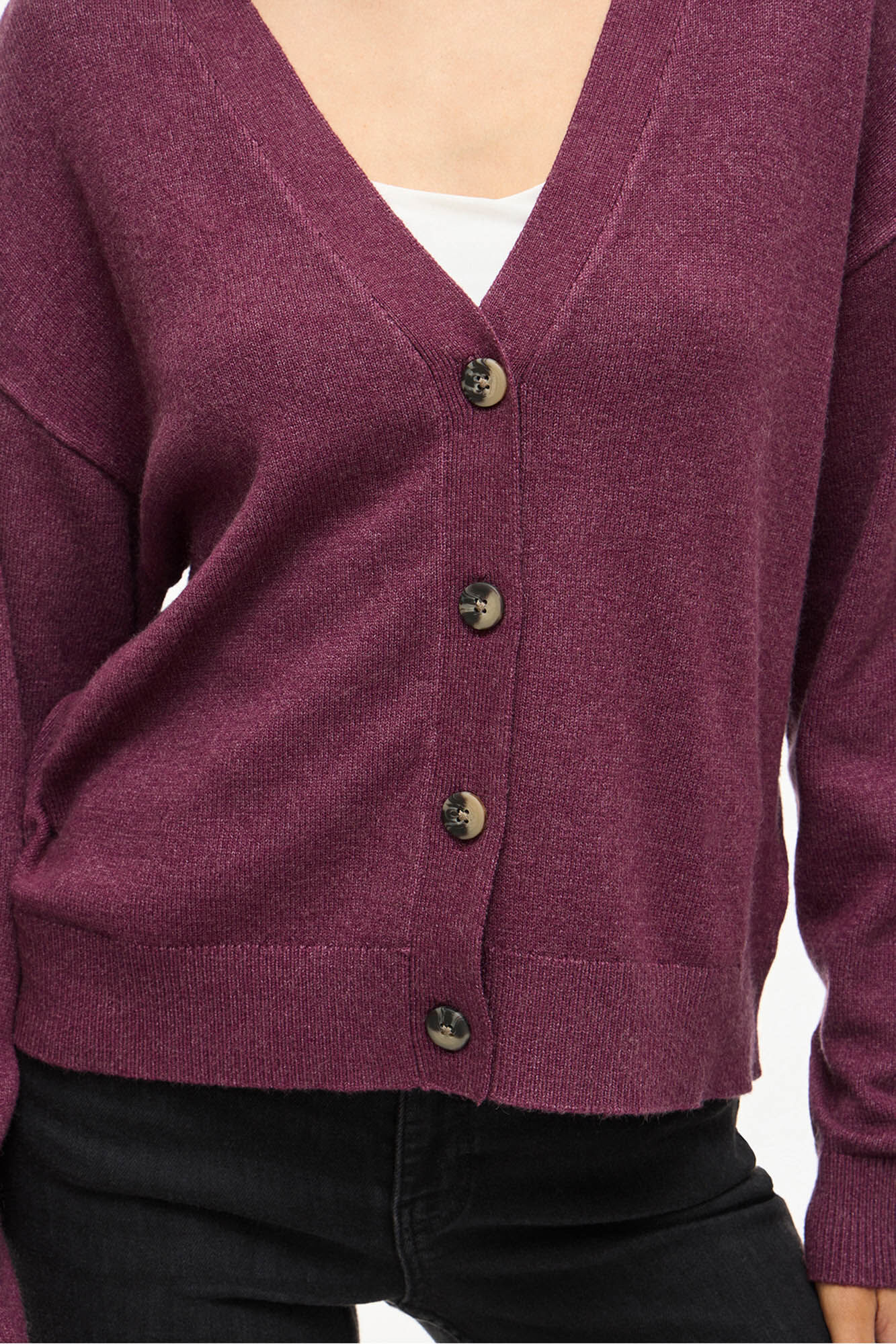 Vila Casaco de malha de malha com bot&otilde;es e viscose