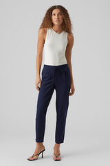 Cortefiel Linen trousers with elasticated waist Navy