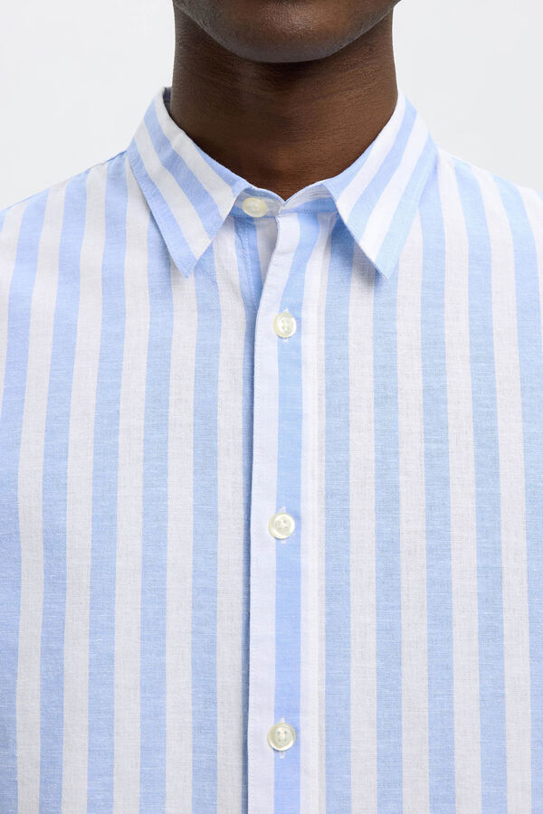 Selected Long-sleeved linen shirt Blue