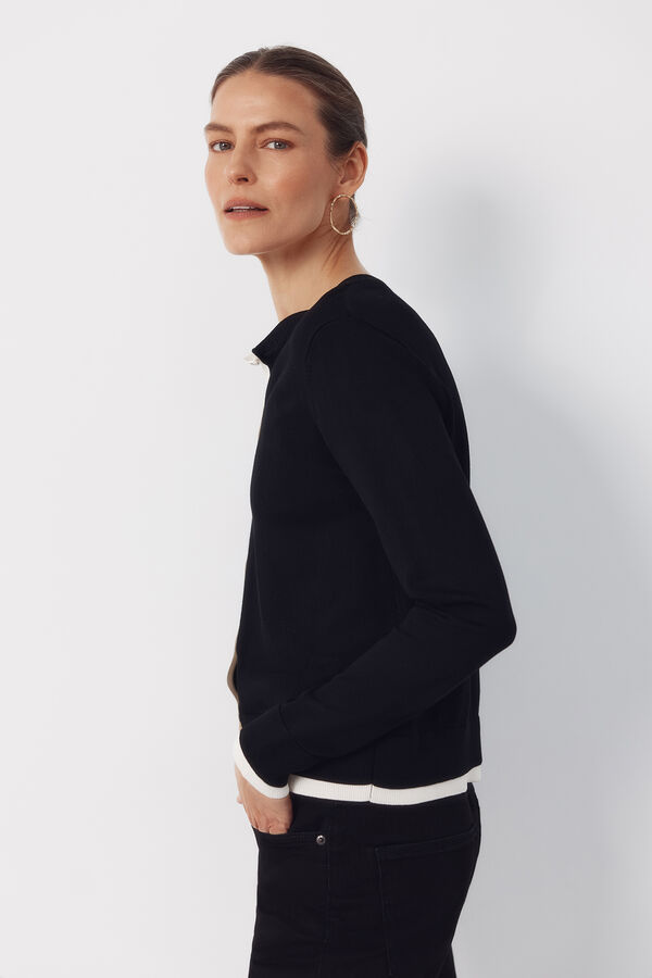 Cortefiel Jersey-knit contrast jacket Black