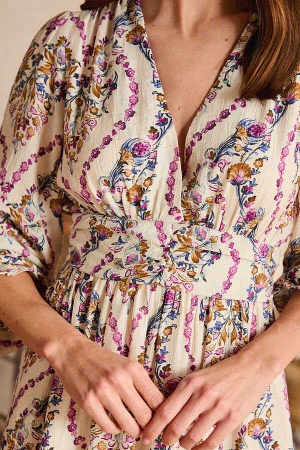 Pol&iacute;n Et Moi Vestido Adela branco Impress&atilde;o