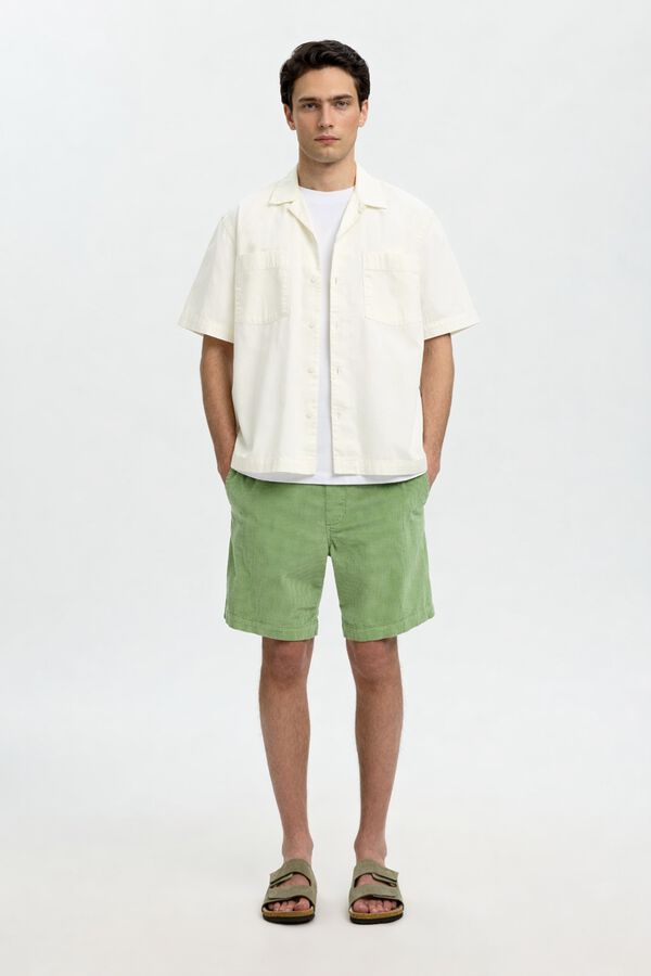 Selected Camisa jeans de manga curta Ecru