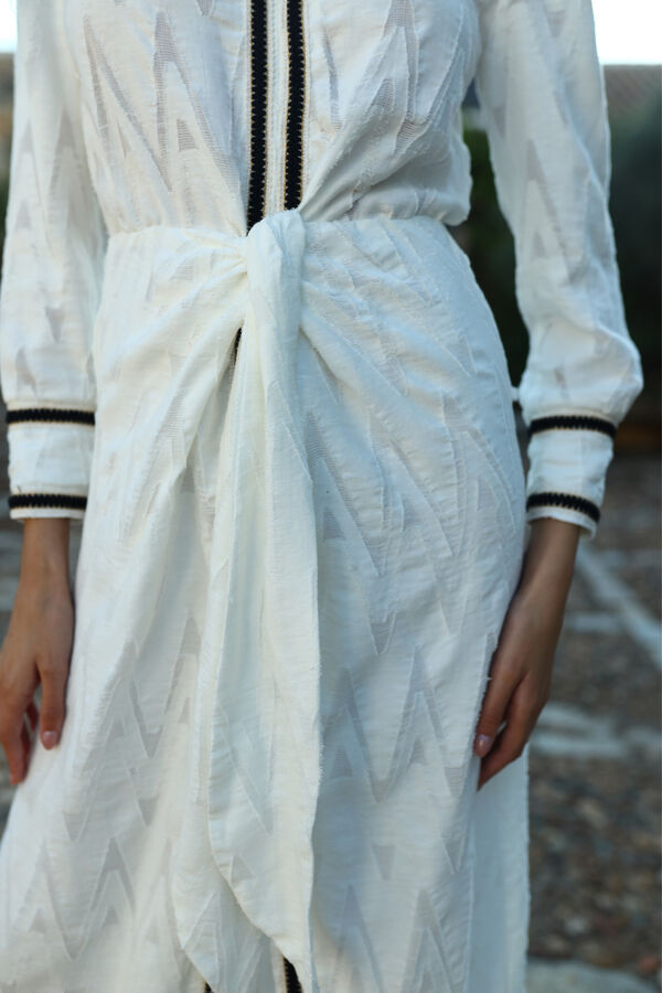 Panambi Vestido camisa com laçada Branco