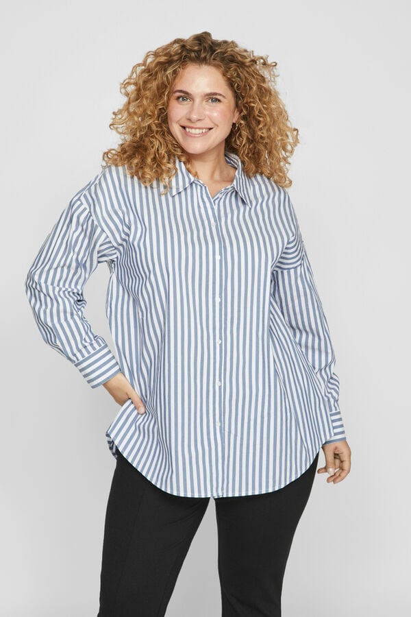 Cortefiel Curvy striped shirt Blue