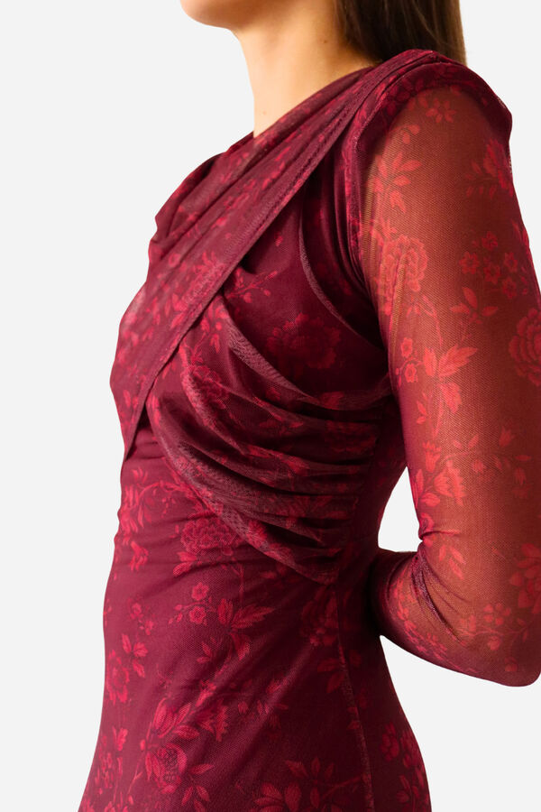 Cuplé Vestido de tule com estampado floral Granada