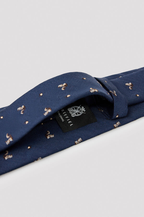 Cortefiel NATURAL silk tie Navy