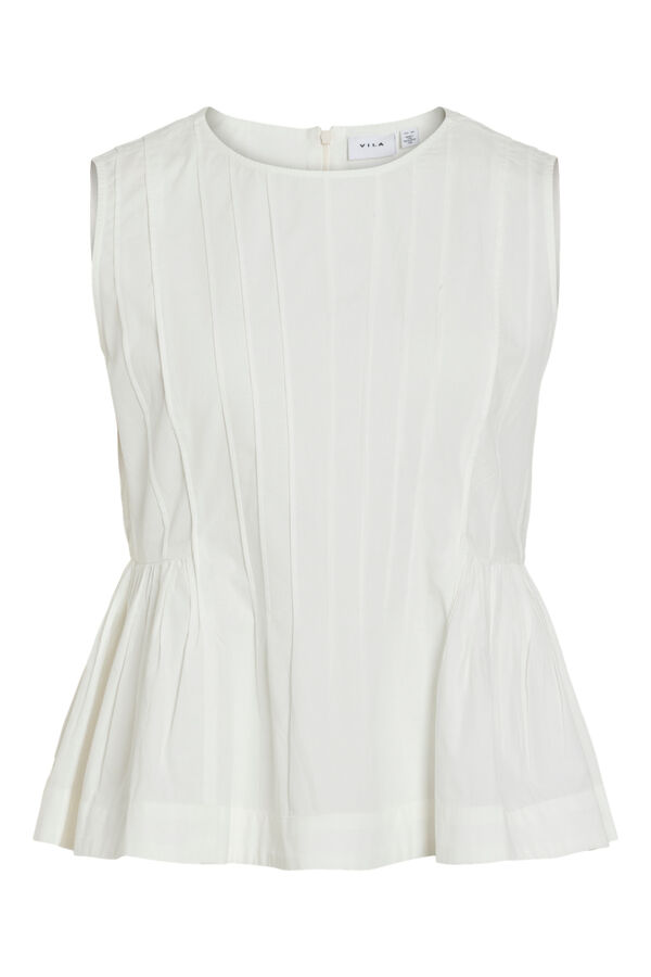 Vila Top sem mangas em algod&atilde;o org&acirc;nico com peplum Branco