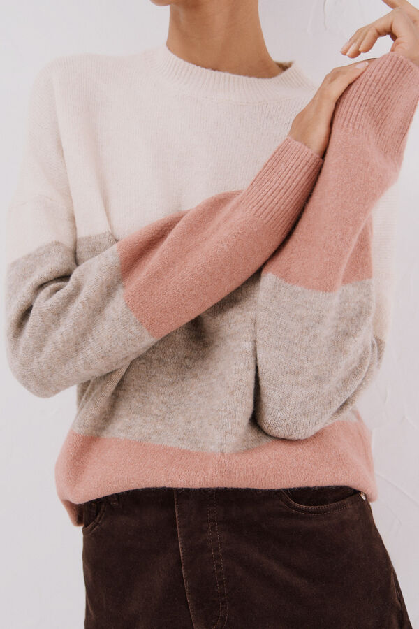 Cortefiel Striped soft feel jumper Ivory