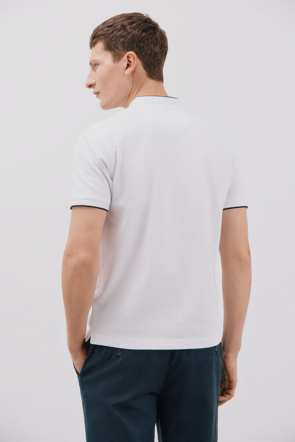 Cortefiel Mandarin collar polo shirt White