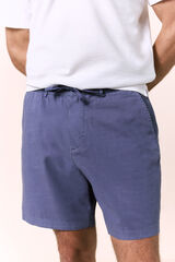 OOTO Bermuda com cord&otilde;es em linho Azul