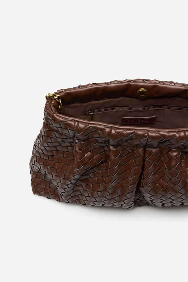 Cortefiel Woven handbag Dark brown