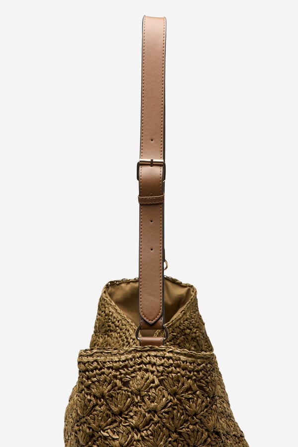 Cortefiel Bolsa de r&aacute;fia tran&ccedil;ada Verde