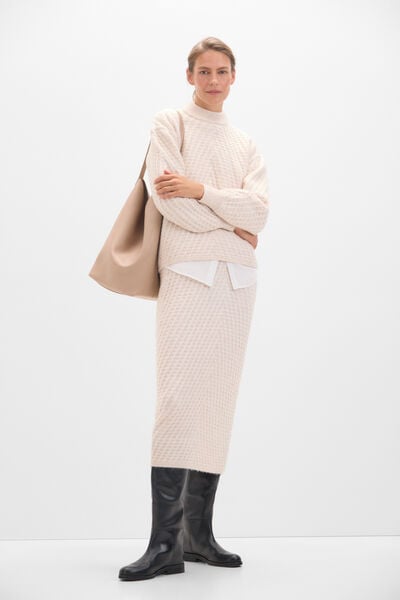 Cortefiel Jersey-knit tube skirt Ivory