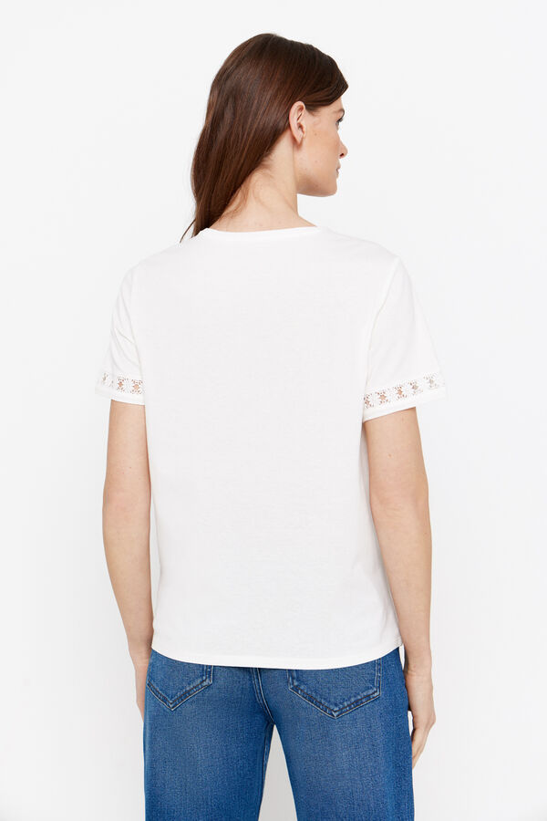 Cortefiel T-shirt fita floral Branco
