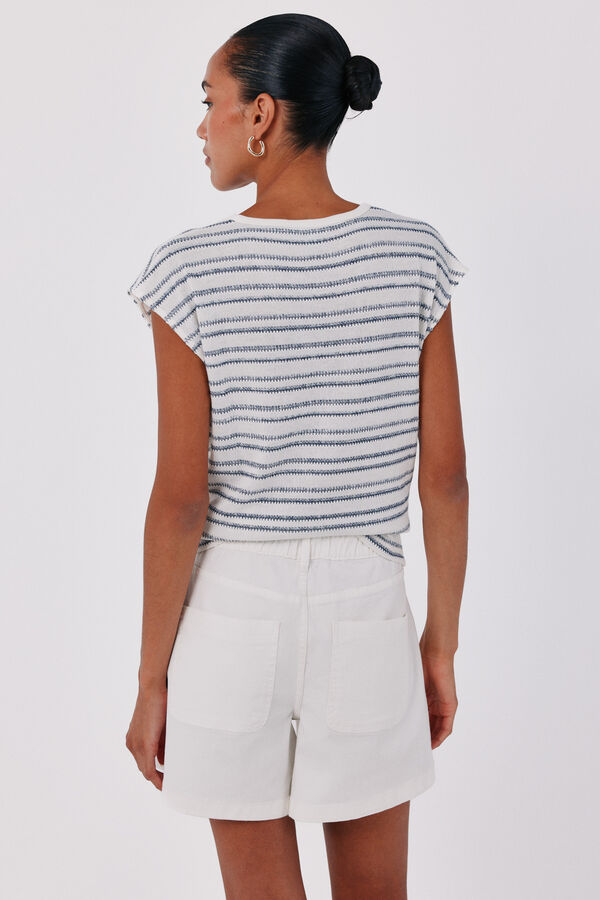 Cortefiel Striped structure T-shirt Navy
