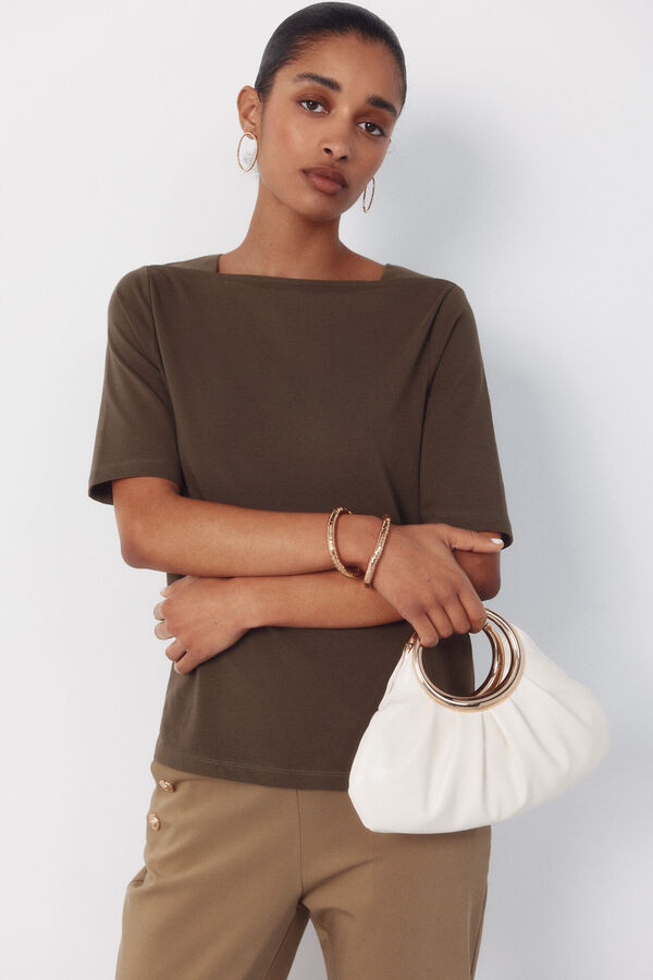 Cortefiel Bolso de mano arandela Marfil