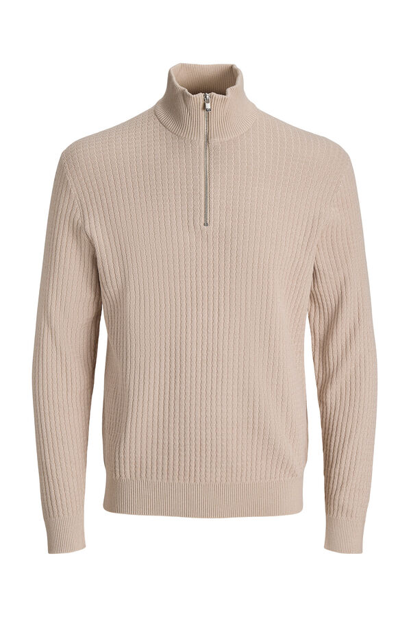 Jack & Jones Camisola de malha com gola com fecho-éclair Tostado