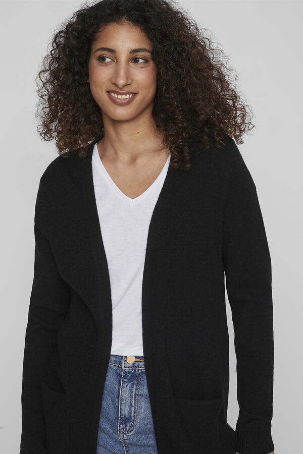 Vila C&aacute;rdigan de mujer de manga larga con bolsillos Negro