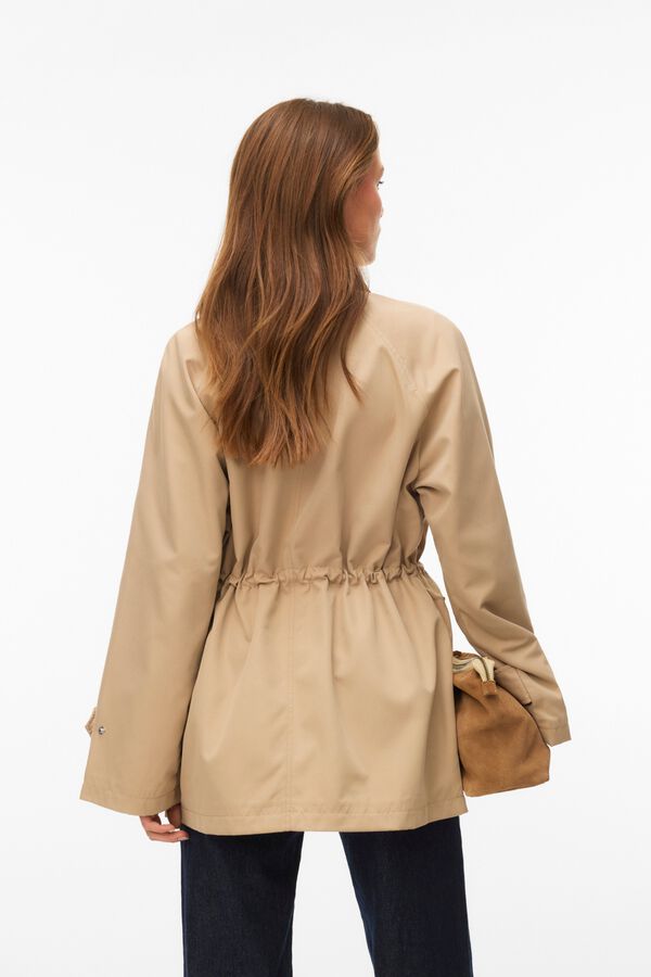 Vero Moda Casaco encerado com forro tartan Castanho