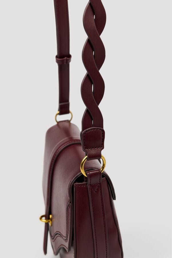 Cortefiel Crossbody flap handbag Maroon