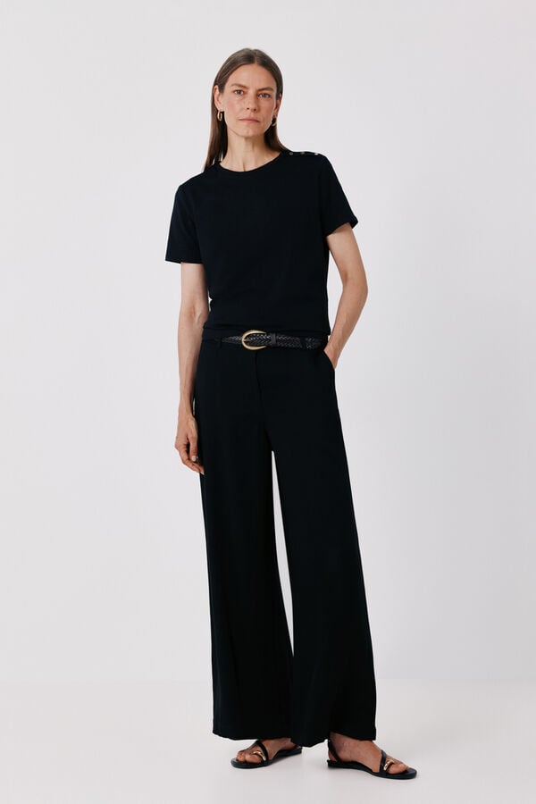 Cortefiel Fluid wide trousers Black