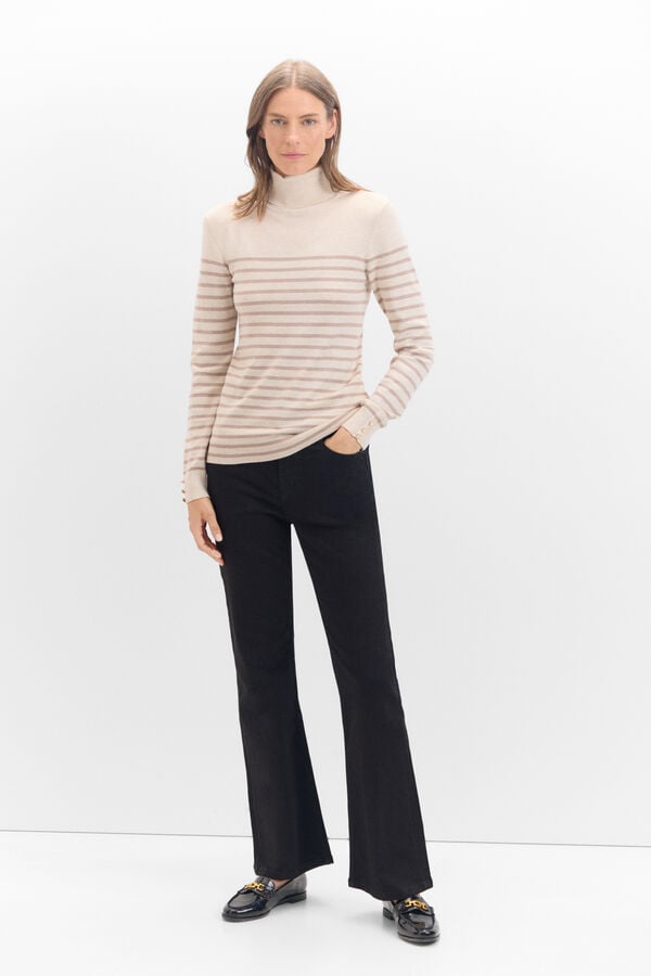 Cortefiel Two-tone striped jumper Beige