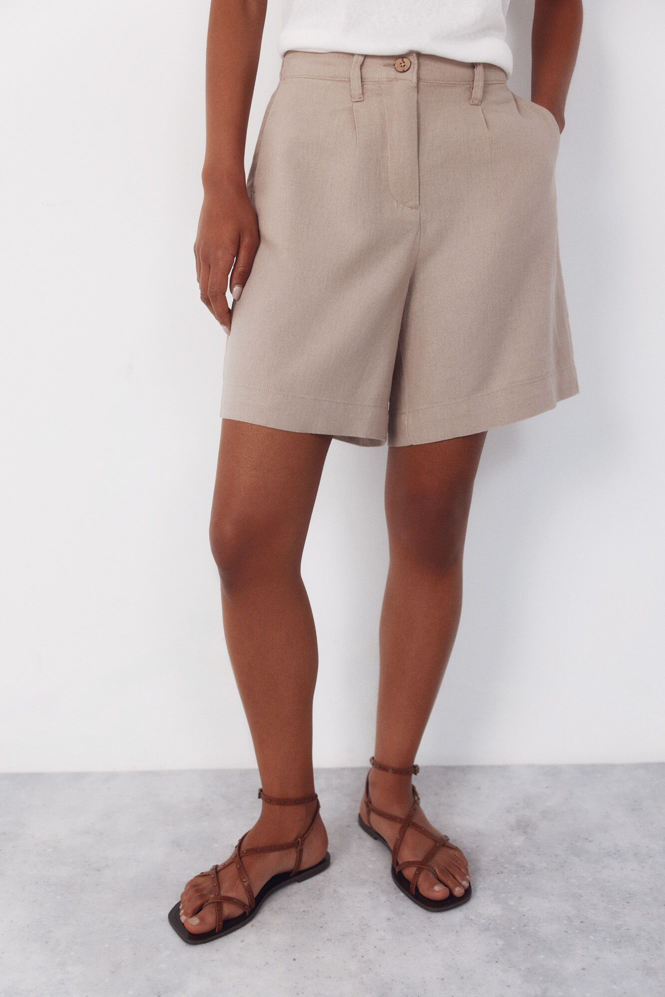 Cortefiel Bermudas de linho liso
