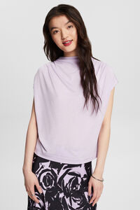 Cortefiel Loose fit draped T-shirt Lilac