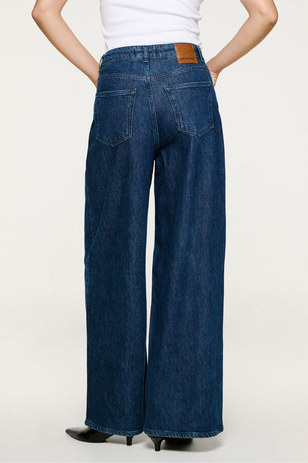 Selected Calça plissado de algodão orgânico. Azul