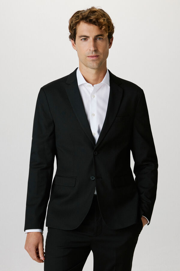 Selected Americana de traje Slim Fit confeccionada con materiales reciclados. Negro