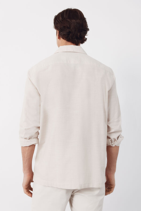 Cortefiel Camisa gola bowling manga comprida Tostado